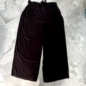 NWT Who What Wear Wide Leg Ankle Pants Trousers Tie Paperbag Black Plus Size 18W